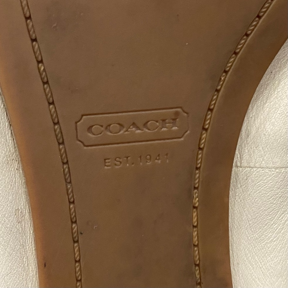 COACH “Ondrea” Off White Ecru Leather CC Logo Pointy Toe Ballet Flats Size 9B - Picture 10 of 14